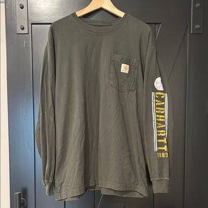 Carhartt Green Long Sleeve Tee with Ribbed Cuffs